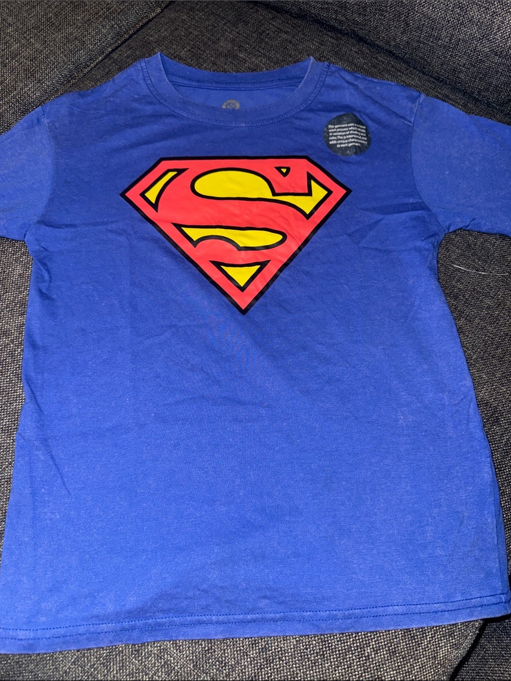 DC Comics Blue Short Sleeve Tee with Red and Yellow Superman Logo